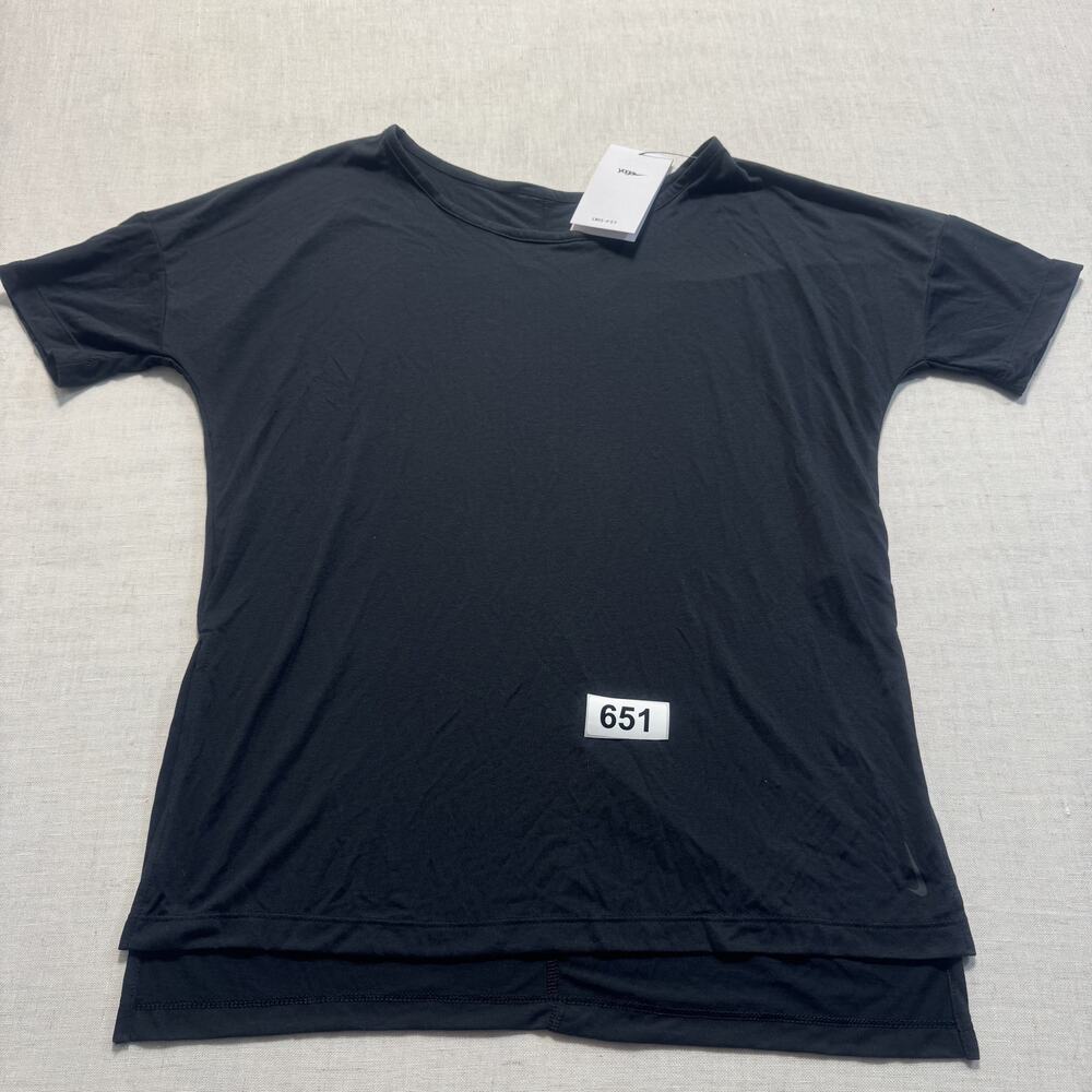 Nike Dri-Fit Yoga Training Top Women Short-Sleeve Black Sz S Brand New‎